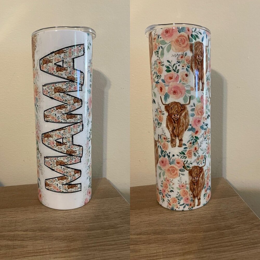 highland cow mama tumbler